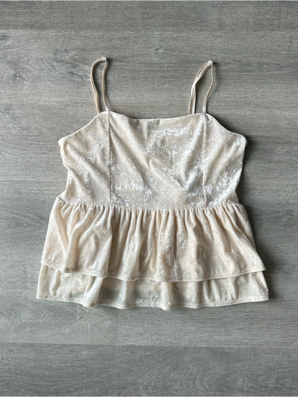 American Eagle Women’s Cream Velvet Babydoll Cami Top Fairycore